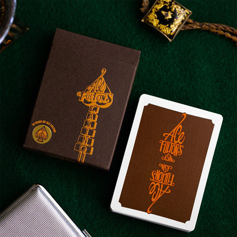 Ace Fulton's 10 Year Anniversary Tobacco Brown Playing Cards Ace Fulton's 10 Year Anniversary Tobacco Brown Playing Cards