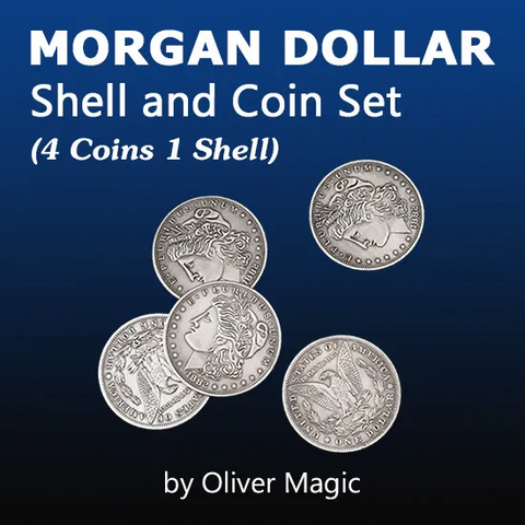 Morgan Dollar Shell and Coin Set (4 Coins 1 Shell)